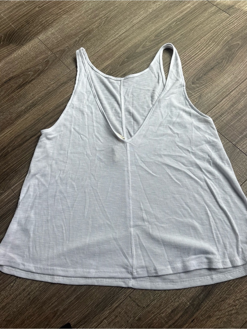 Free People White Ribbed Scoop Tank